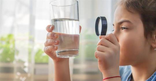 looking at glass of water